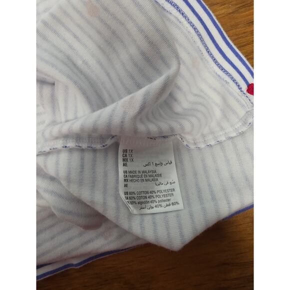 Karen Scott Striped Heart Print Top Plus Size 1X SoftGirl NormCore Casual Work - Picture 4 of 8